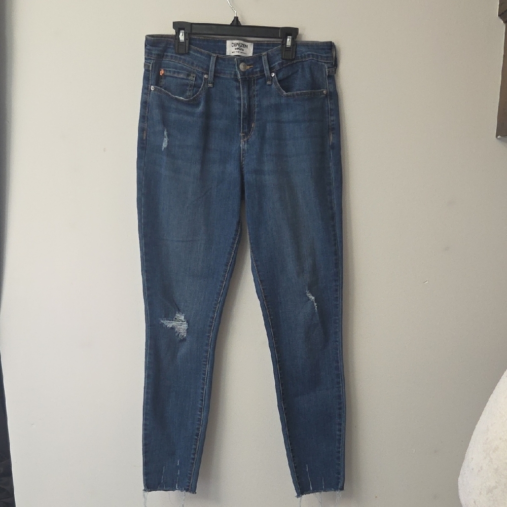 Denizen From Levis Mid Rise Skinny Distresses Jeans